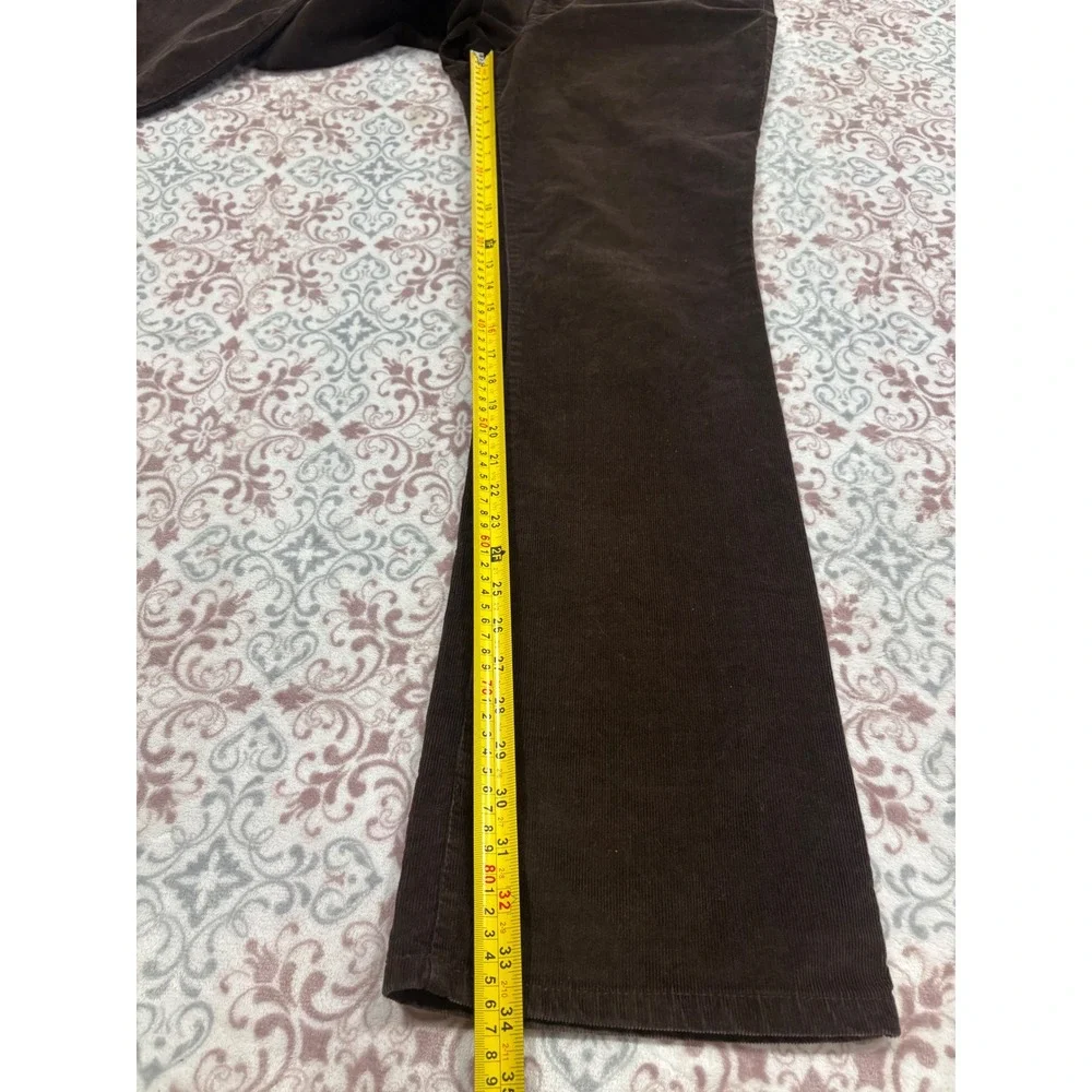 St. John's Bay Womens Brown Corduroy Bootcut Pants Size 14L Long Stretch Cotton